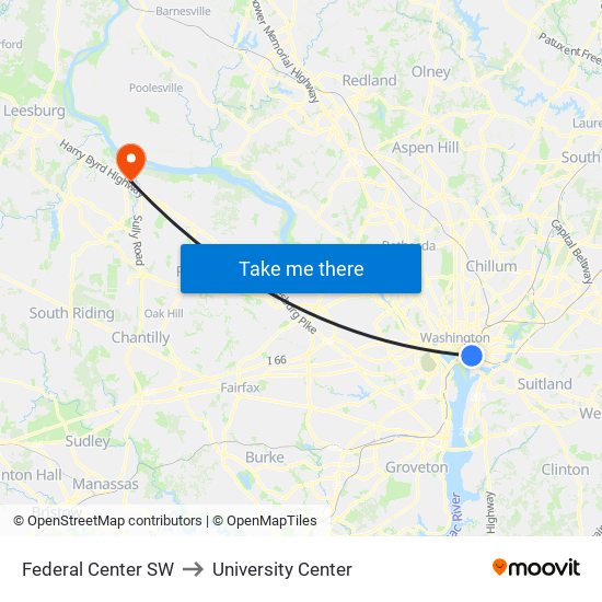 Federal Center SW to University Center map