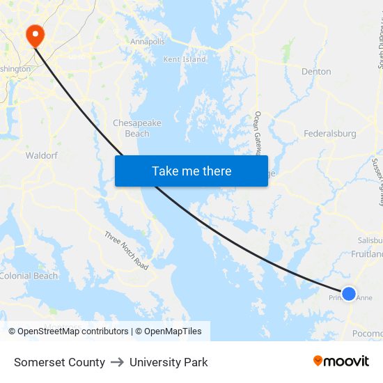 Somerset County to University Park map