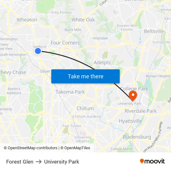 Forest Glen to University Park map