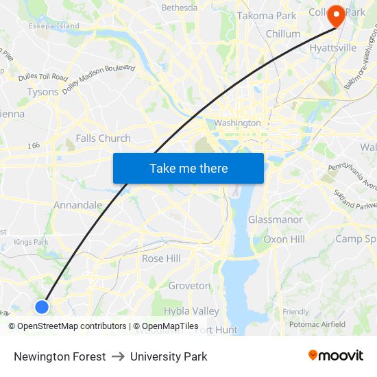 Newington Forest to University Park map