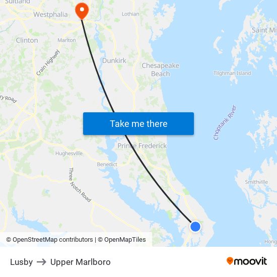 Lusby to Upper Marlboro map