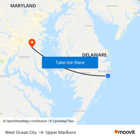 West Ocean City to Upper Marlboro map