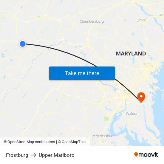 Frostburg to Upper Marlboro map