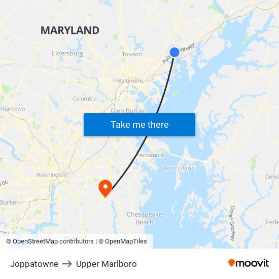 Joppatowne to Upper Marlboro map