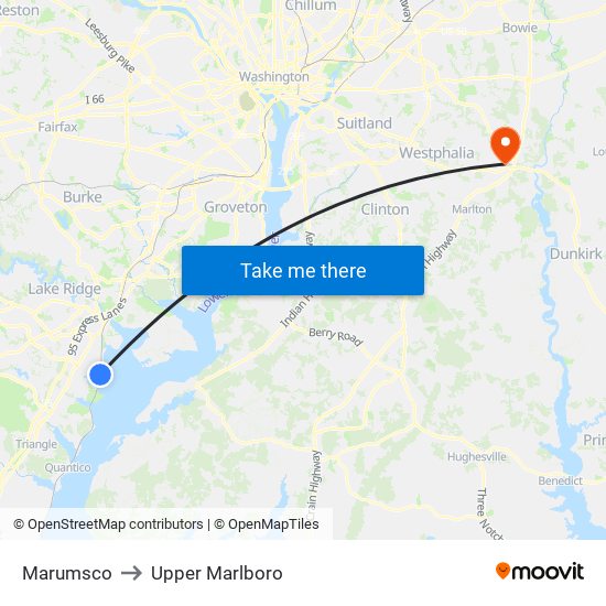 Marumsco to Upper Marlboro map