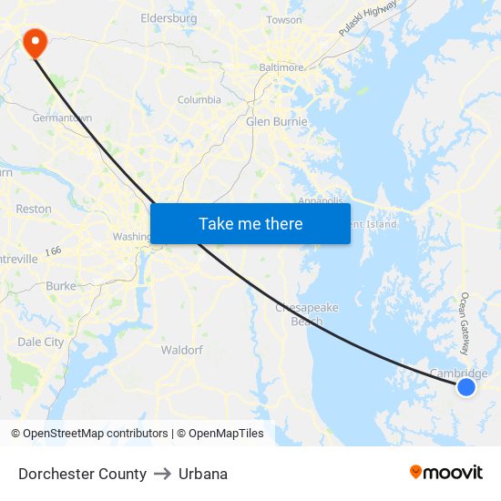 Dorchester County to Urbana map