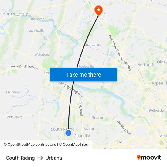 South Riding to Urbana map