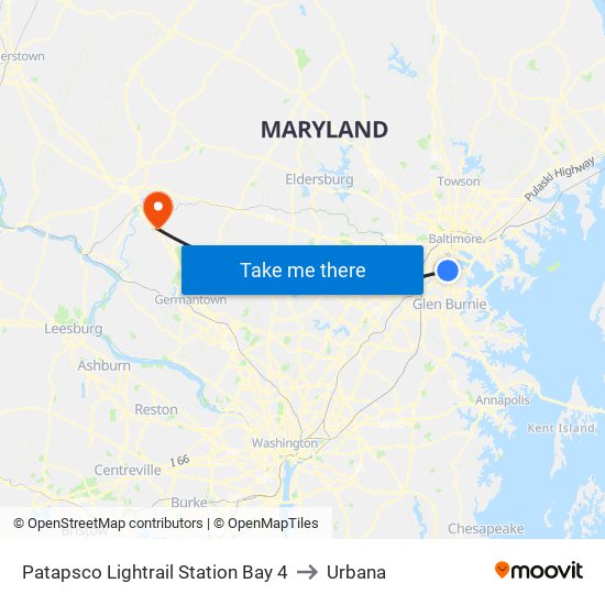 Patapsco Lightrail Station Bay 4 to Urbana map