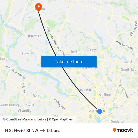 H St Nw+7 St NW to Urbana map