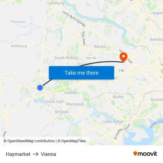Haymarket to Vienna map
