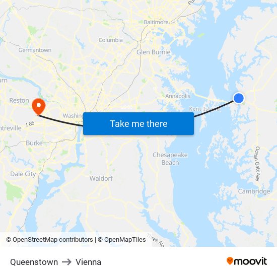 Queenstown to Vienna map