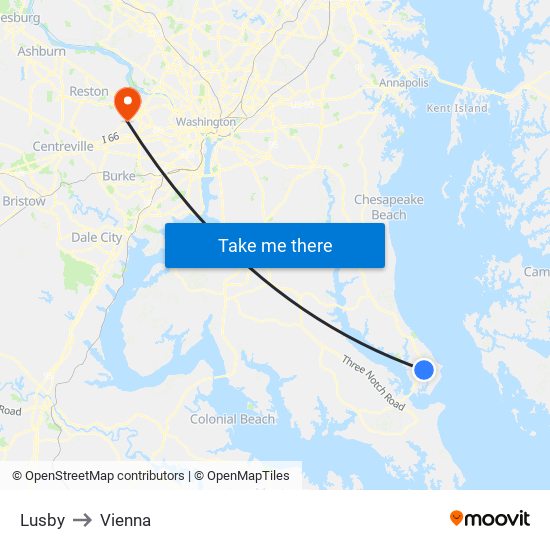 Lusby to Vienna map