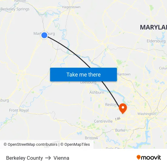 Berkeley County to Vienna map
