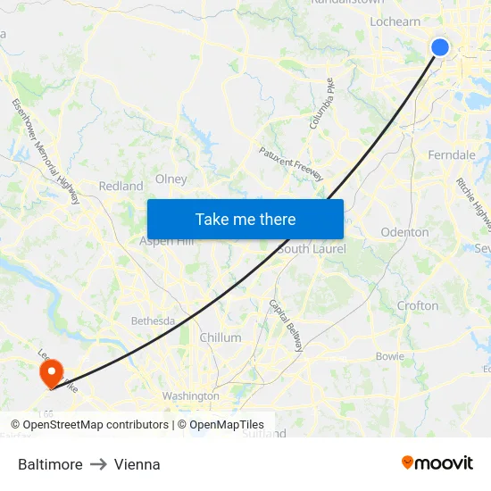 Baltimore to Vienna map