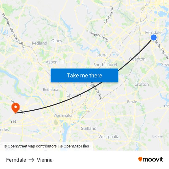 Ferndale to Vienna map