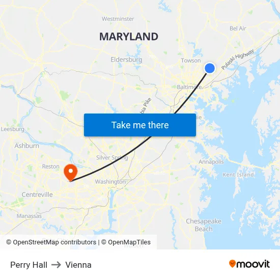 Perry Hall to Vienna map