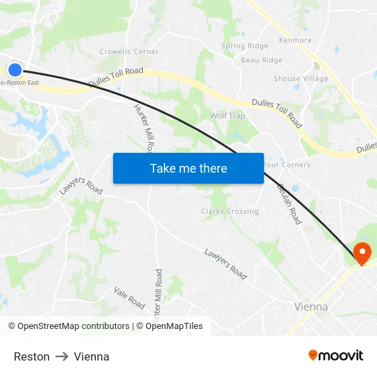 Reston to Vienna map