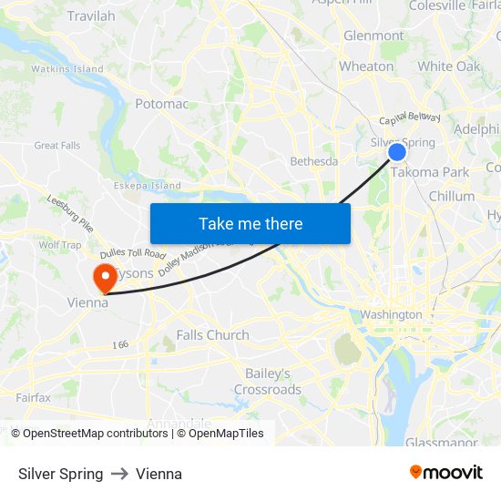 Silver Spring to Vienna map