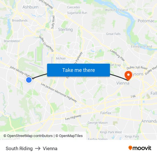 South Riding to Vienna map