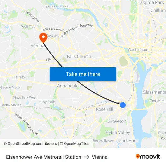 Eisenhower Ave Metrorail Station to Vienna map