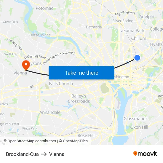 Brookland-Cua to Vienna map