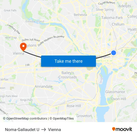 Noma-Gallaudet U to Vienna map