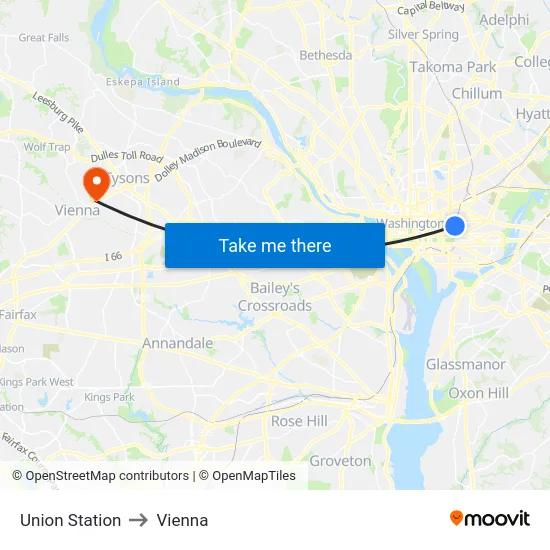 Union Station to Vienna map