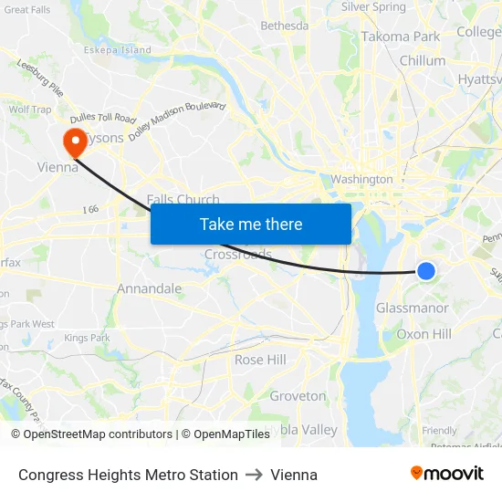 Congress Heights Metro Station to Vienna map