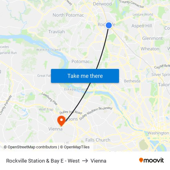 Rockville Station & Bay E - West to Vienna map