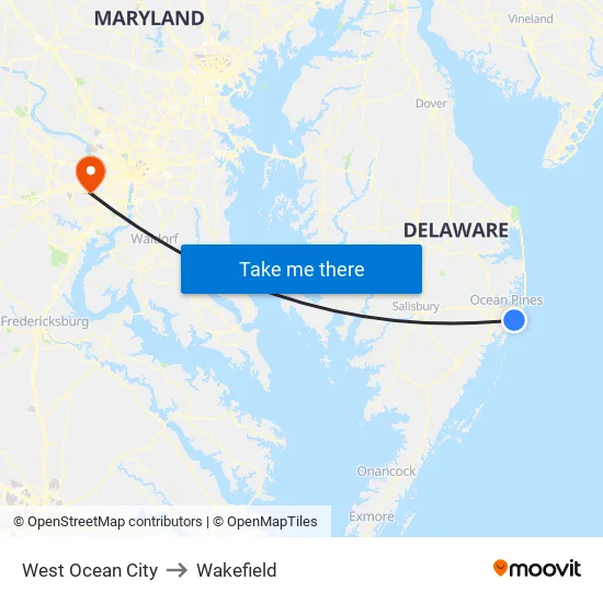 West Ocean City to Wakefield map