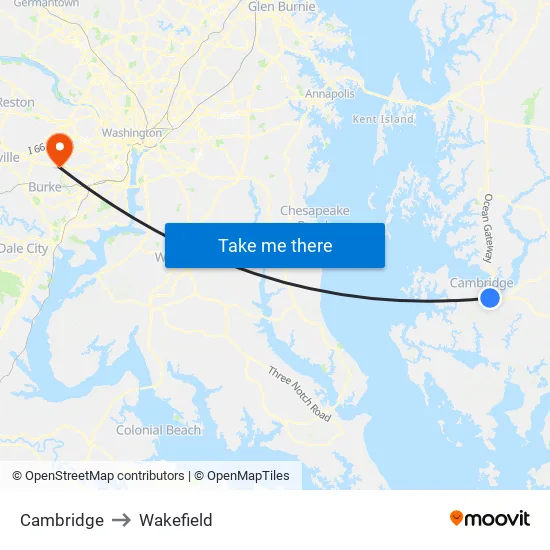 Cambridge to Wakefield map