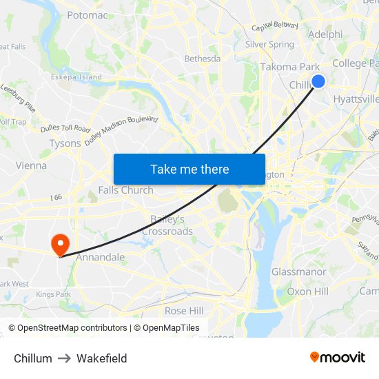 Chillum to Wakefield map