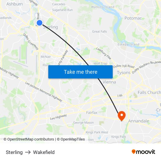 Sterling to Wakefield map