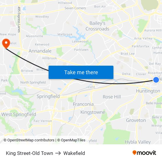 King Street-Old Town to Wakefield map