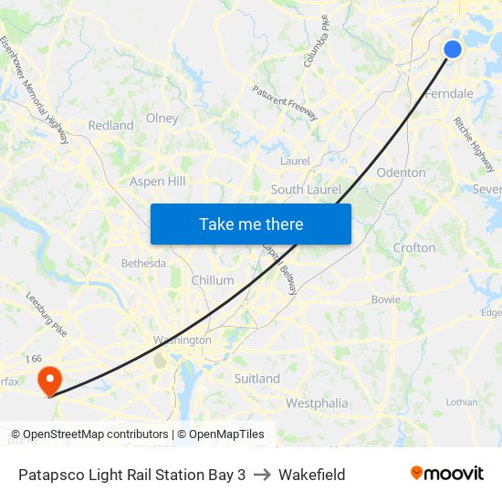 Patapsco Light Rail Station Bay 3 to Wakefield map