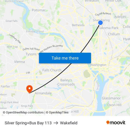 Silver Spring+Bay 113 to Wakefield map