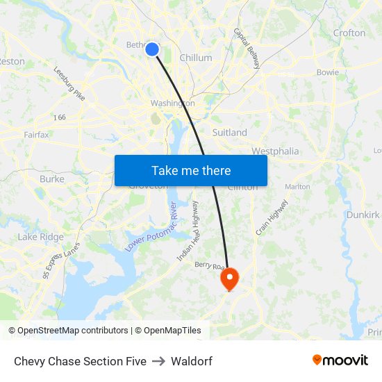 Chevy Chase Section Five to Waldorf map