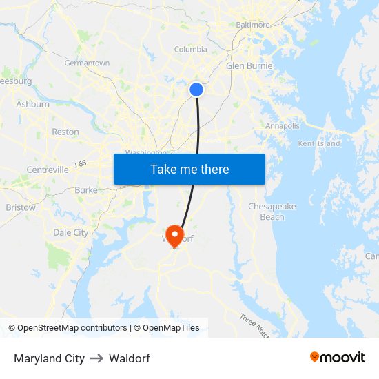 Maryland City to Waldorf map