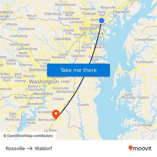 Rossville to Waldorf map