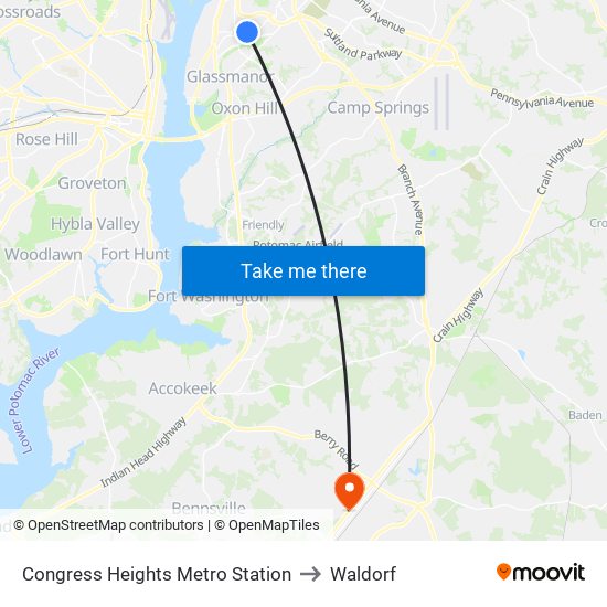 Congress Heights Metro Station to Waldorf map