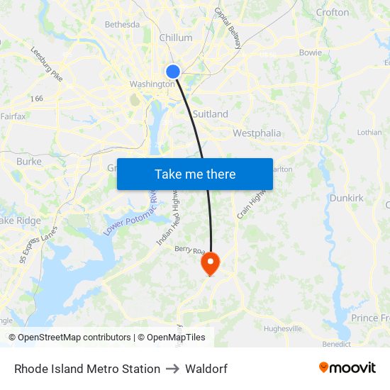 Rhode Island Metro Station to Waldorf map