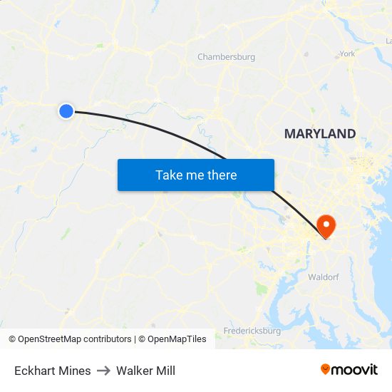 Eckhart Mines to Walker Mill map