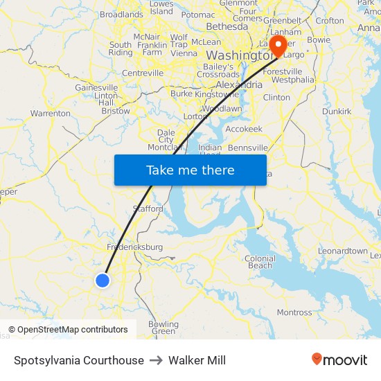 Spotsylvania Courthouse to Walker Mill map