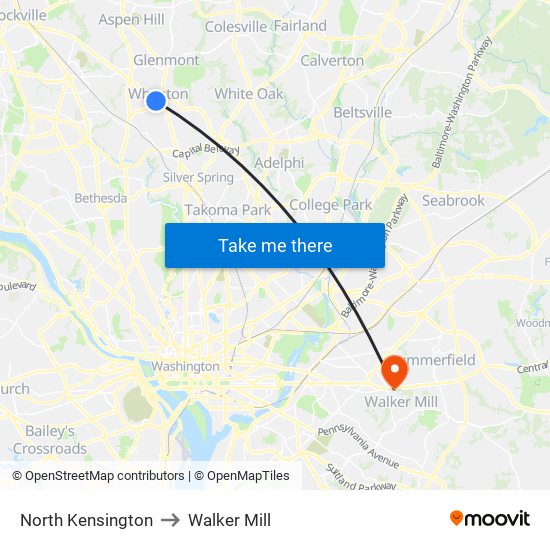 North Kensington to Walker Mill map