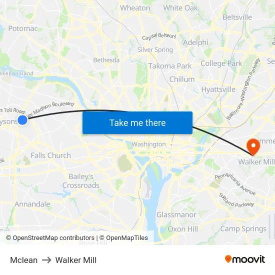 Mclean to Walker Mill map