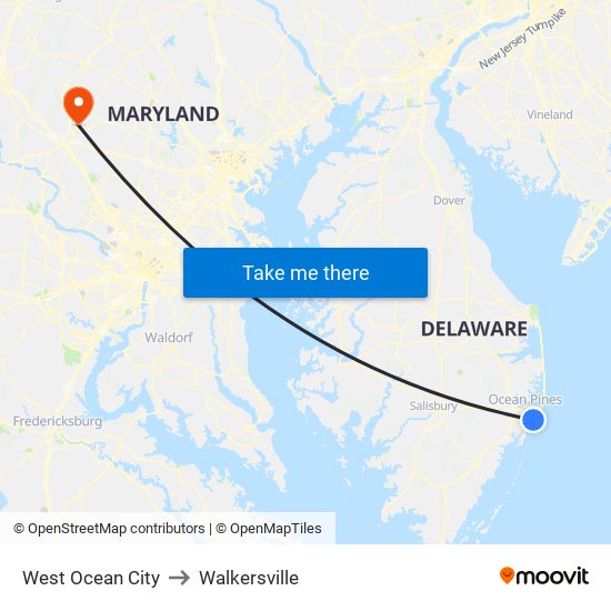 West Ocean City to Walkersville map