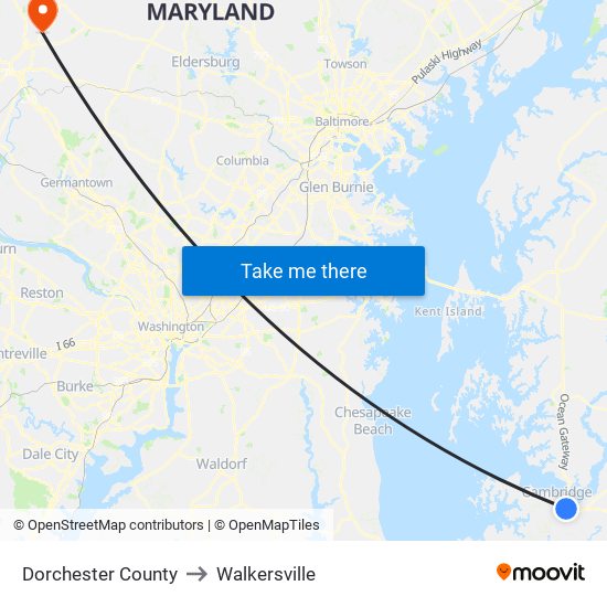Dorchester County to Walkersville map