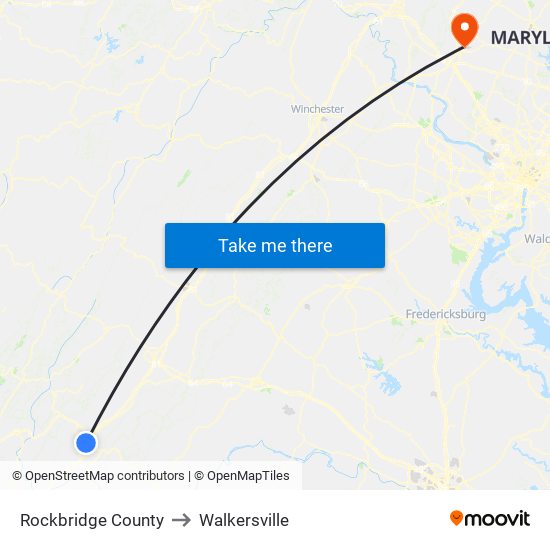 Rockbridge County to Walkersville map