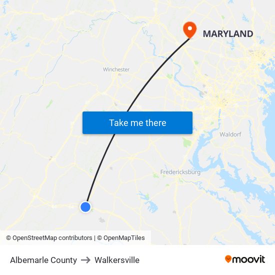 Albemarle County to Walkersville map