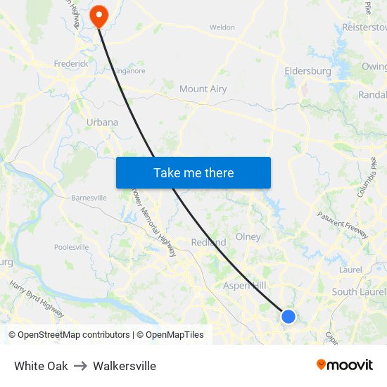 White Oak to Walkersville map